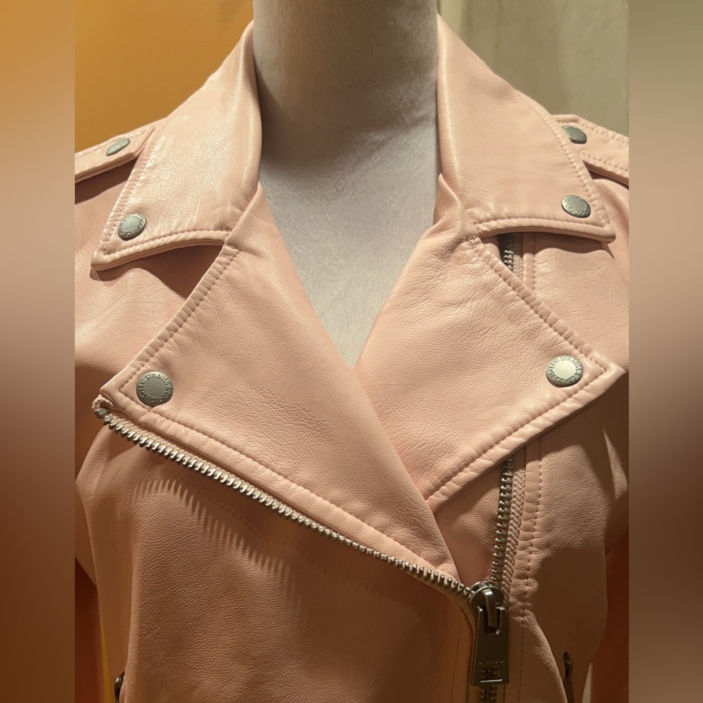 NEW | Levi’s | Women's Pale Pink Leather Jacket Coat Moto Size Small - Picture 2 of 11